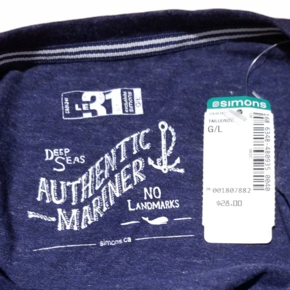 New with Tags SIMONS Blue Anchor T-Shirt (S/M) - Picture 2 of 2